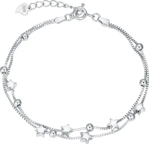 PULSERA PLATA 925 CUENTAS ESTRELLAS ELEGANTE - 1