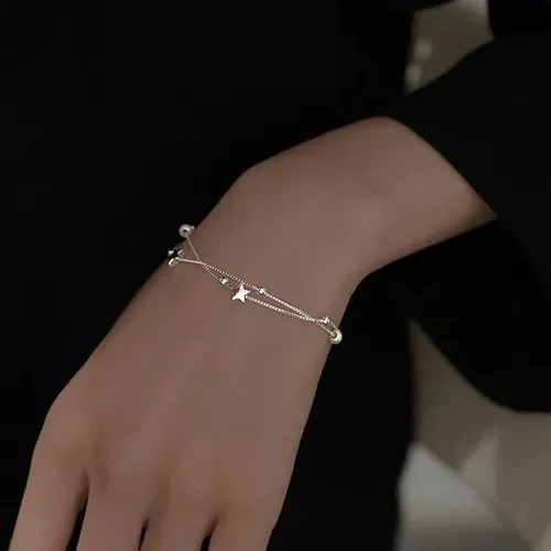 PULSERA PLATA 925 CUENTAS ESTRELLAS ELEGANTE - 5