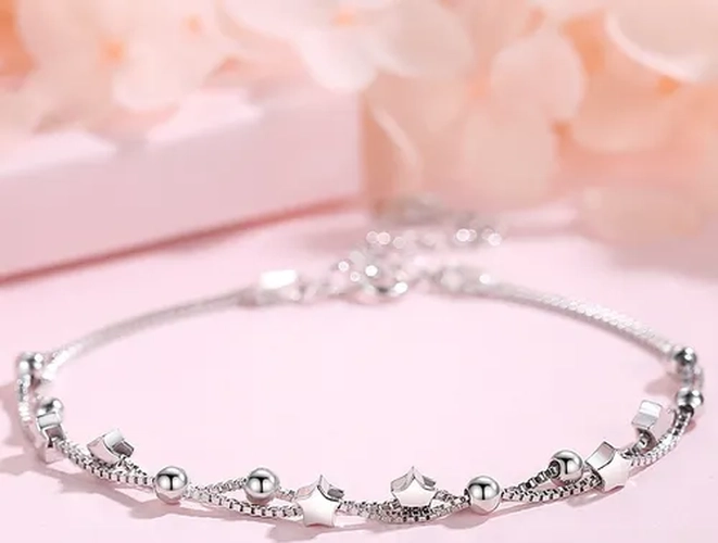 PULSERA PLATA 925 CUENTAS ESTRELLAS ELEGANTE - 6