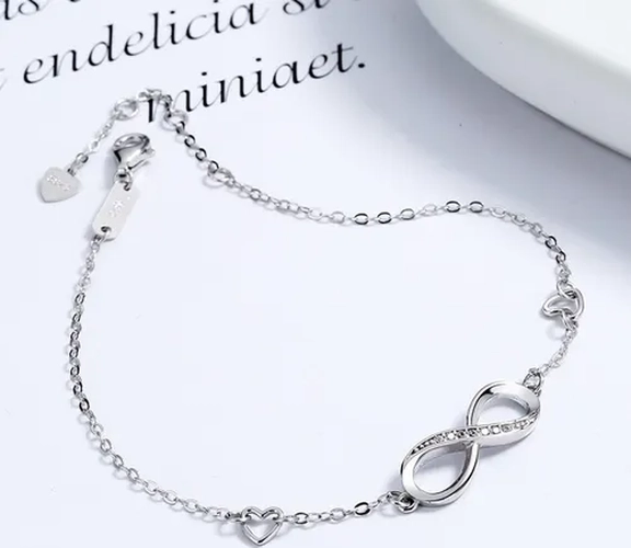 PULSERA AMOR INFINITO PLATA 925 CON CORAZONES - 3