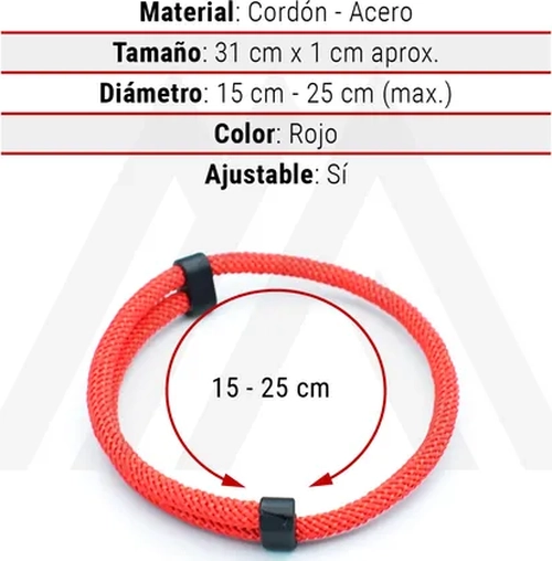 PULSERA ROJA AJUSTABLE PROTECCION HOMBRE/MUJER - 6