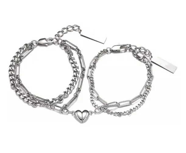 PULSERA PAREJAS CORAZON IMAN DOBLE SAN VALENTIN - 1