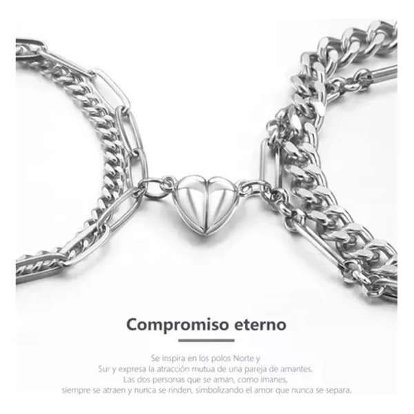 PULSERA PAREJAS CORAZON IMAN DOBLE SAN VALENTIN - 4