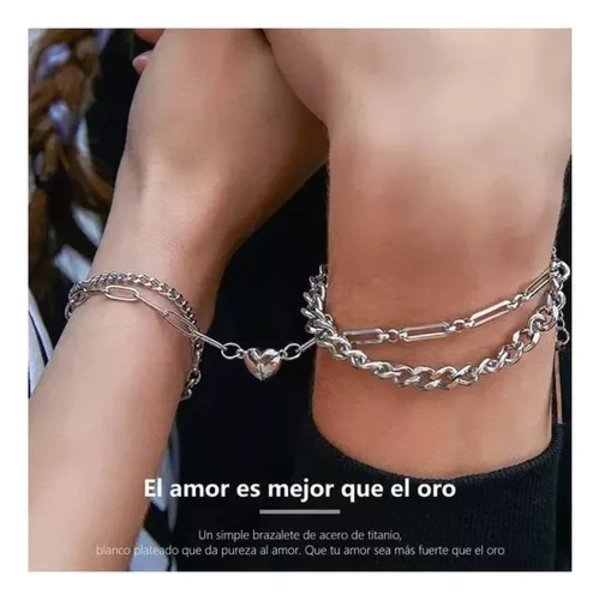 PULSERA PAREJAS CORAZON IMAN DOBLE SAN VALENTIN - 5
