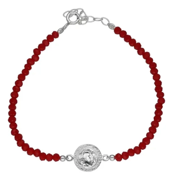 PULSERA PROTECCION SAN BENITO CRISTALES ROJOS - 1