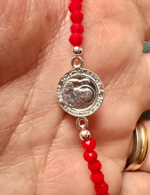 PULSERA PROTECCION SAN BENITO CRISTALES ROJOS - 2