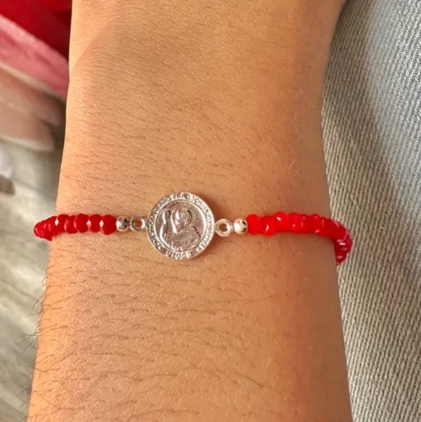 PULSERA PROTECCION SAN BENITO CRISTALES ROJOS - 3