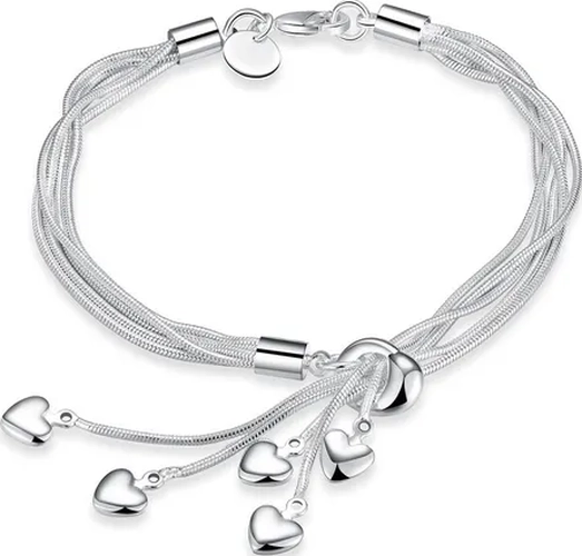 PULSERA ESCLAVA BRAZALETE CORAZON PLATA 925 MUJER - 1