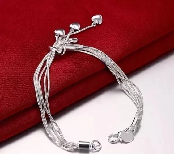 PULSERA ESCLAVA BRAZALETE CORAZON PLATA 925 MUJER - 3