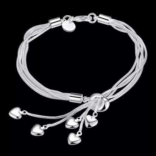 PULSERA ESCLAVA BRAZALETE CORAZON PLATA 925 MUJER - 5