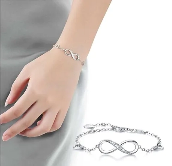 HERMOSA PULSERA INFINITO PLATA FINA 925 JOYERIA - 4