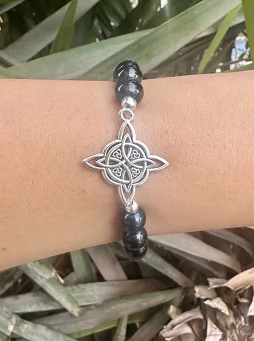 PULSERA NUDO BRUJAS PIEDRAS PROTECCION ELASTICADA - 6