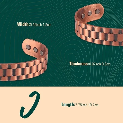 PULSERA COBRE MAGNE TICA 6 IMANES TERAPIA ARTRITIS - 3