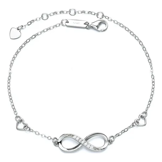 PULSERA AMOR PLATA 925 CON CORAZONES AJUSTABLE - 1