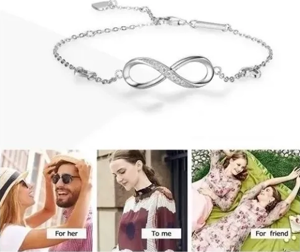 PULSERA AMOR PLATA 925 CON CORAZONES AJUSTABLE - 4