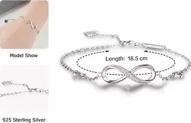 PULSERA AMOR PLATA 925 CON CORAZONES AJUSTABLE - 5