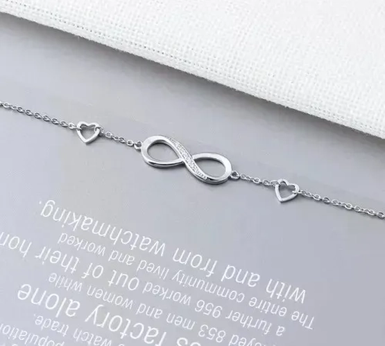 PULSERA AMOR PLATA 925 CON CORAZONES AJUSTABLE - 7