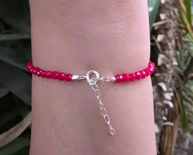 PULSERA NUDO BRUJAS CRISTALES ROJOS PLATA PROTECCION - 3
