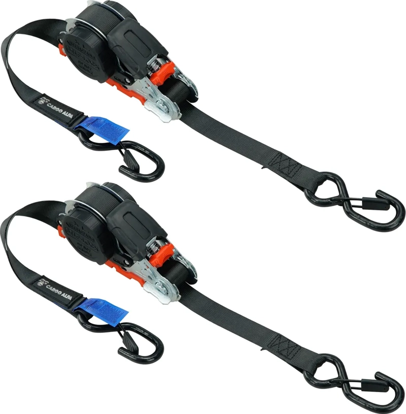 PACK X 2 CORREA/ESLINGA AMARRE RETRACTIL 2,5CMX5M CARGO ALFA NEGRO - 1