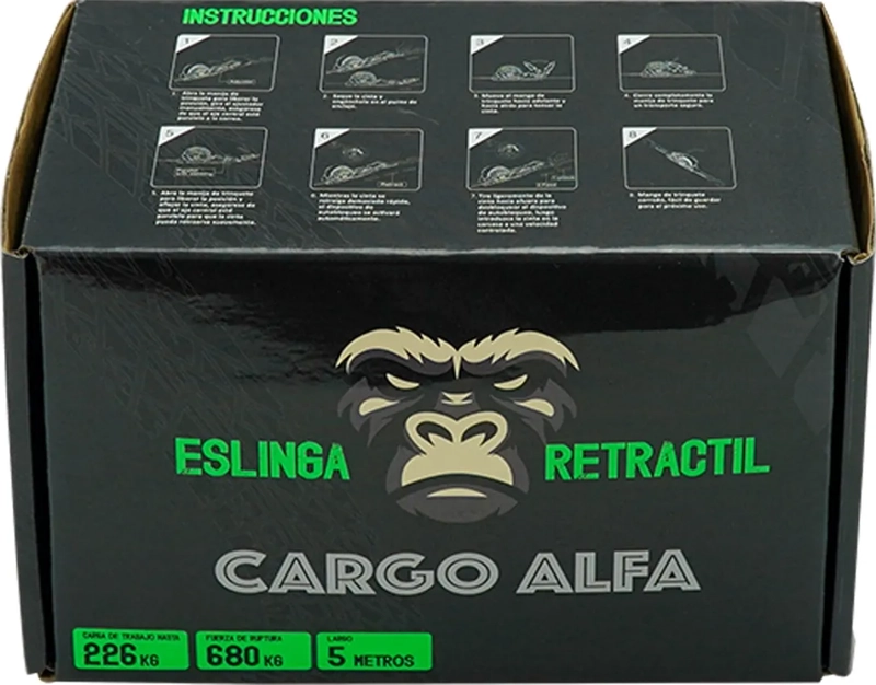 PACK X 2 CORREA/ESLINGA AMARRE RETRACTIL 2,5CMX5M CARGO ALFA NEGRO - 4