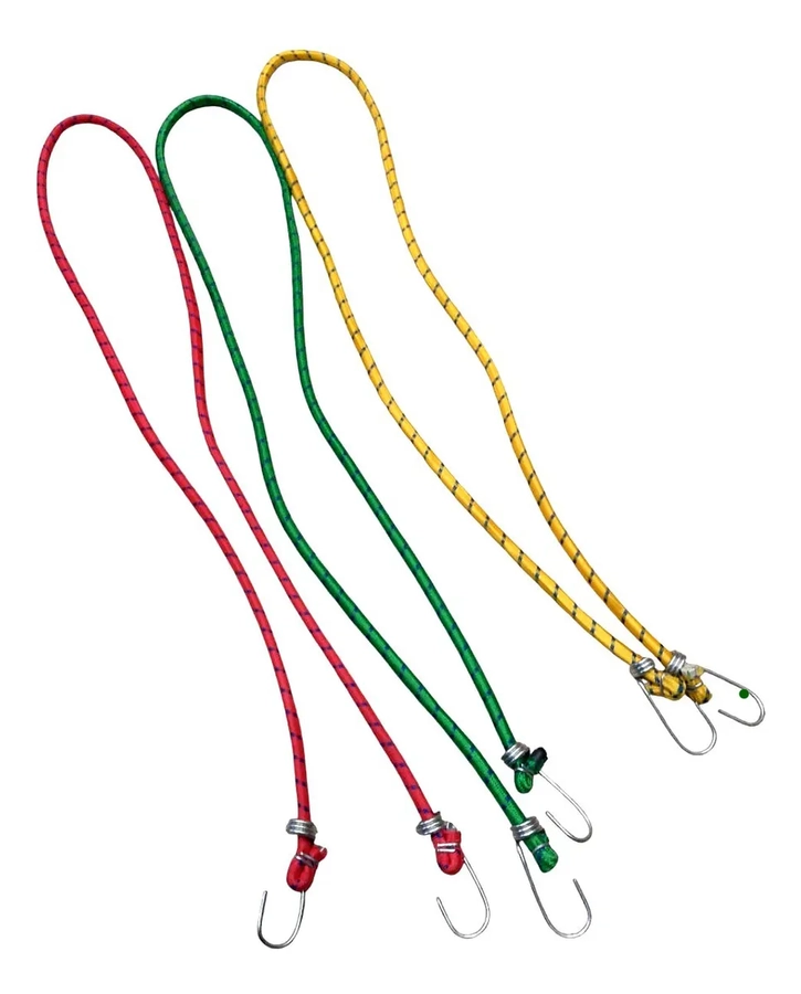 PACK DE 8 CUERDAS AMARRE ELASTICA CON GANCHO DE 27 CM MULTICOLOR - 2