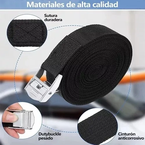 CORREA AMARRE,DIOXIDE 10 PCS CINCHAS SUJECION CARGA 2.5CMX2M - 1