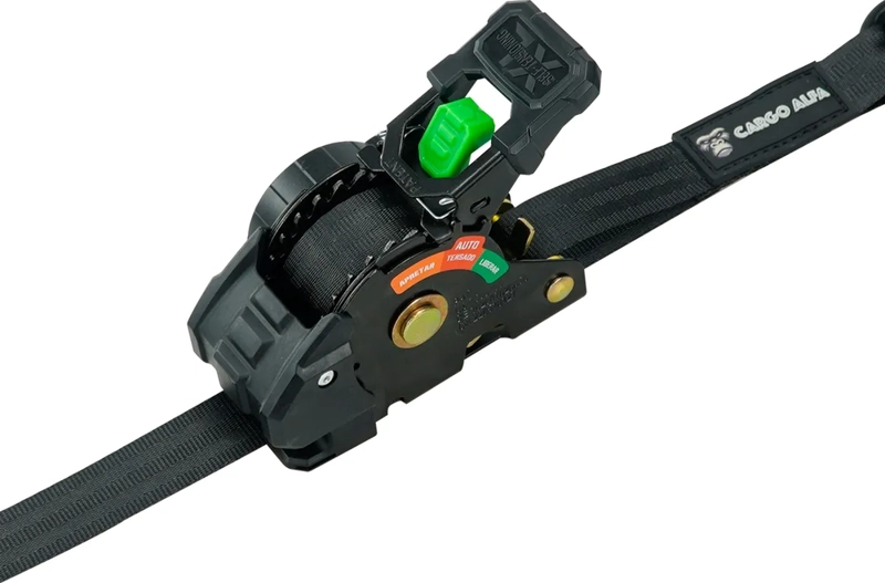 PACK X 2 CORREA/ESLINGA AMARRE RETRACTIL 2,5CMX3M CARGO ALFA NEGRO - 2