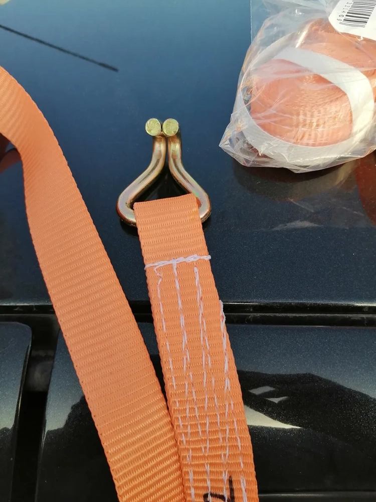 PACK X4 ESLINGA 800 KG IZAJE AMARRAS RATCHET TRINQUETE 5 M NARANJA - 1