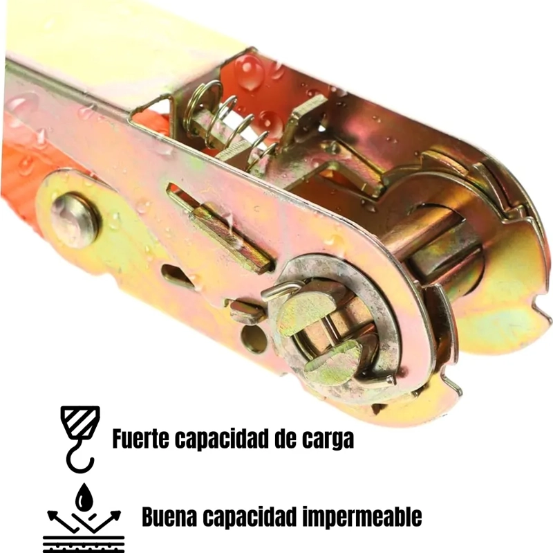 PACK X4 ESLINGA 800 KG IZAJE AMARRAS RATCHET TRINQUETE 5 M NARANJA - 4
