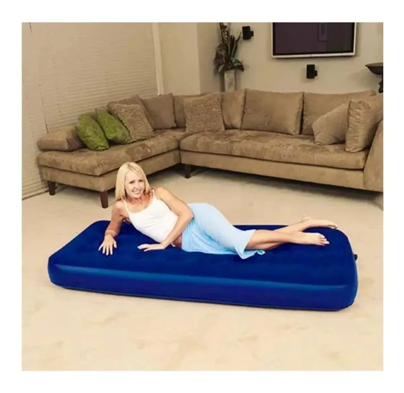 COLCHON INFLABLE 1 PLAZA VIAJES CAMPING HOGAR AZUL - 2