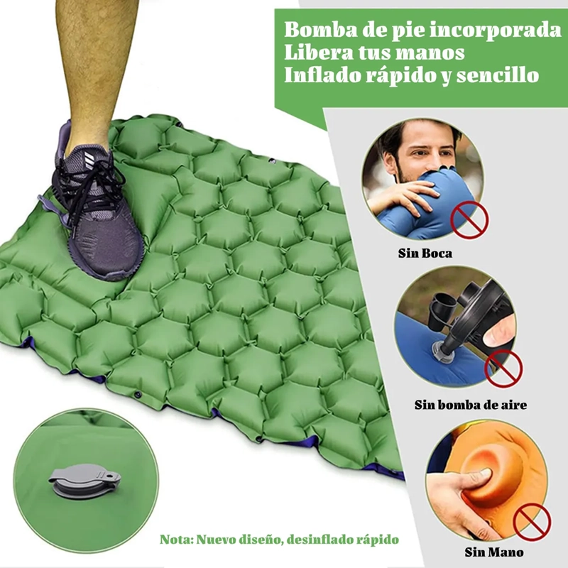 INFLABLE COLCHONETA CAMPING INDIVIDUAL CON BOMBA DE PIE - 1