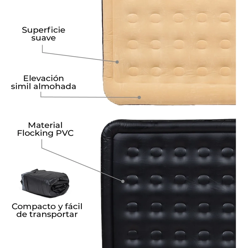 COLCHON INFLABLE ELE CTRICO DE 2 PLAZAS KANO TRICAHUE QUEEN CAMA AUTOINFLABLE - 4