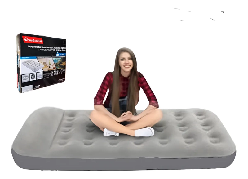 COLCHON INFLABLE 1 PLAZA INFLADOR DE PIE INCLUIDO BESTWAY GRIS - 2