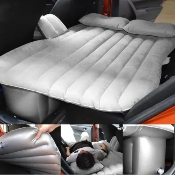 COLCHON INFLABLE PARA EL AUTO + ACCESORIOS GRIS - 1
