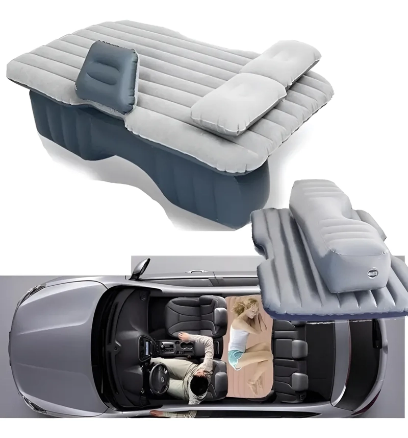 COLCHON INFLABLE PARA EL AUTO + ACCESORIOS GRIS - 2