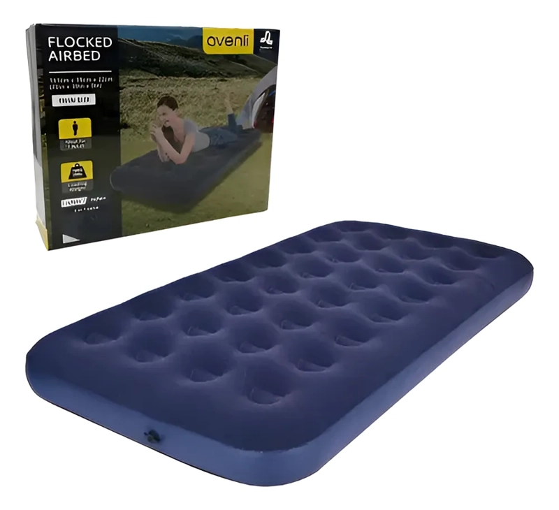 COLCHON INFLABLE 1 PLAZA RESISTENTE A 100KG AVENLI AZUL OSCURO - 2