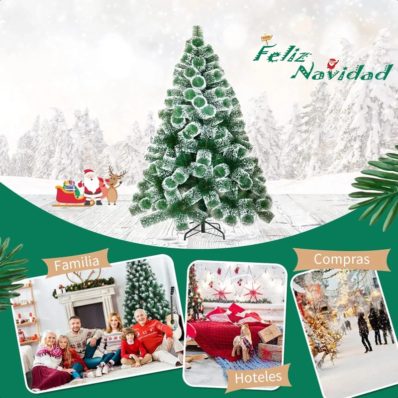 ARBOL DE NAVIDAD PASCUA 1.5 METROS NEVADO ARMABLE VERDE - 1