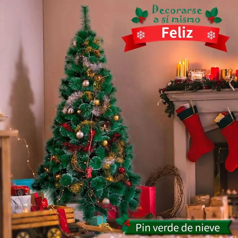 ARBOL DE NAVIDAD PASCUA 1.5 METROS NEVADO ARMABLE VERDE - 7