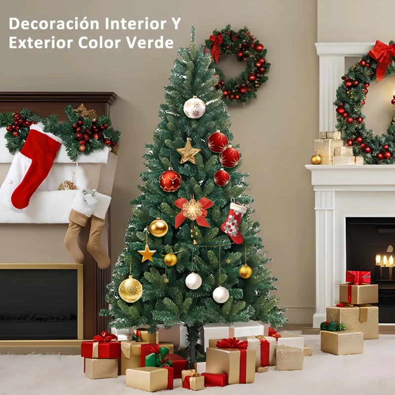ARBOL DE NAVIDAD FRONDOSO CM-TOP 2.10 M CON 1200 RAMAS COLOR VERDE - 1