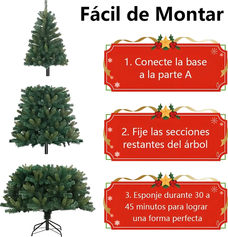 ARBOL DE NAVIDAD FRONDOSO CM-TOP 2.10 M CON 1200 RAMAS COLOR VERDE - 3