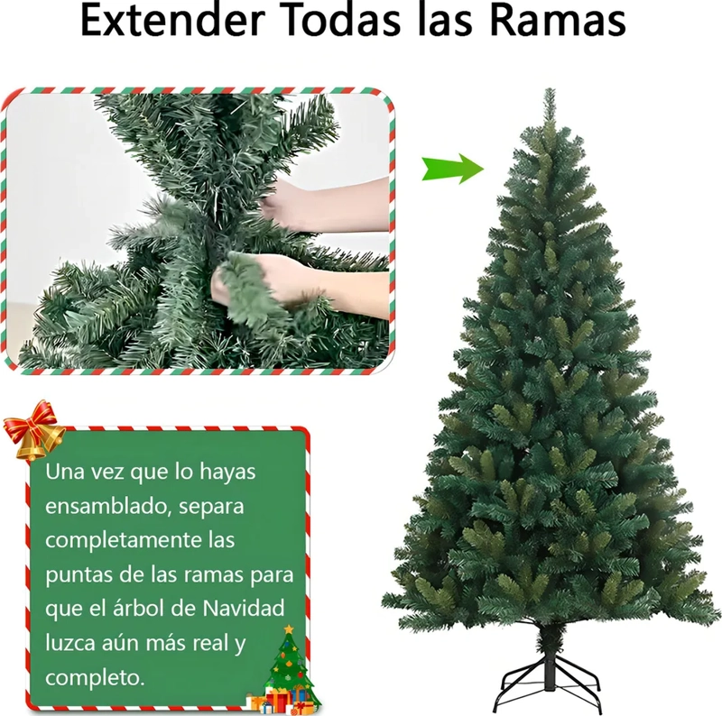 ARBOL DE NAVIDAD FRONDOSO CM-TOP 2.10 M CON 1200 RAMAS COLOR VERDE - 5