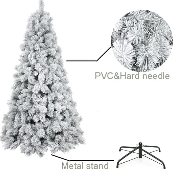 ARBOL DE NAVIDAD BLANCO CON NIEVE ARTIFICIAL 150CM - 1
