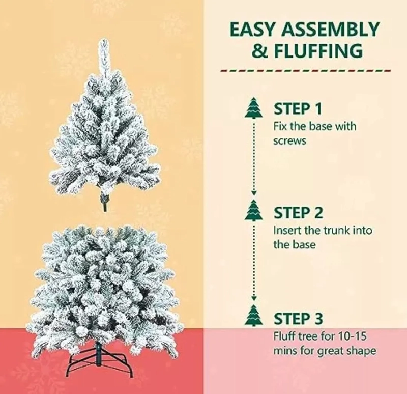 ARBOL DE NAVIDAD BLANCO CON NIEVE ARTIFICIAL 150CM - 4