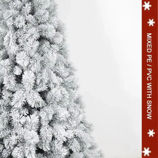ARBOL DE NAVIDAD BLANCO CON NIEVE ARTIFICIAL 150CM - 5