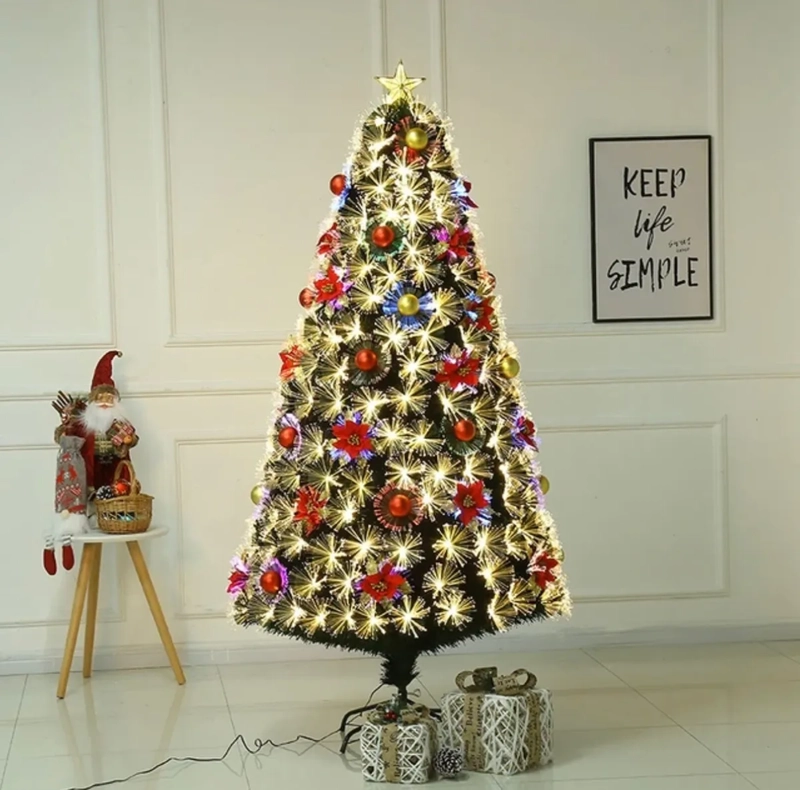 ARBOL DE NAVIDAD CON LUCES INCORPORADAS FIBRA OPTICA 180CM - 3