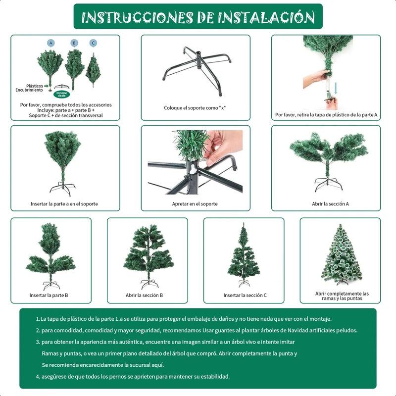 ARBOL DE NAVIDAD PASCUA 1.2 METROS NEVADO ARMABLE VERDE - 5