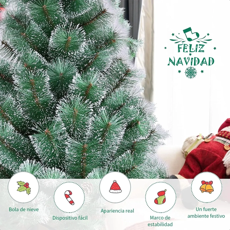 ARBOL DE NAVIDAD PASCUA 1.2 METROS NEVADO ARMABLE VERDE - 8