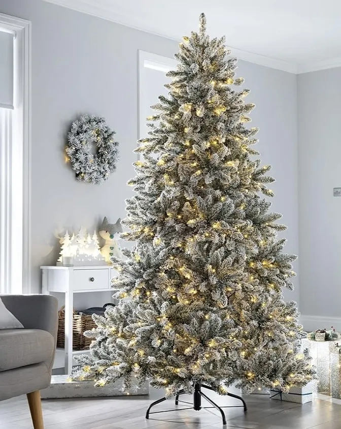 ARBOL DE NAVIDAD DE NIEVE CON LUCES LED 180CM PREILUMINADO - 5