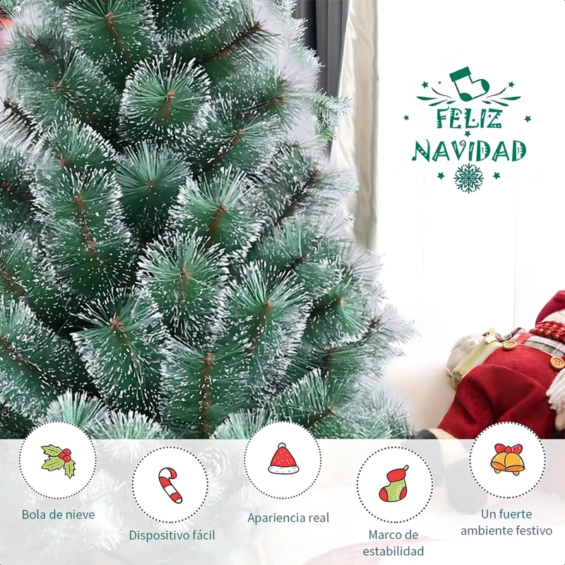 ARBOL DE NAVIDAD PASCUA 2.1 METROS NEVADO ARMABLE COLOR VERDE - 2