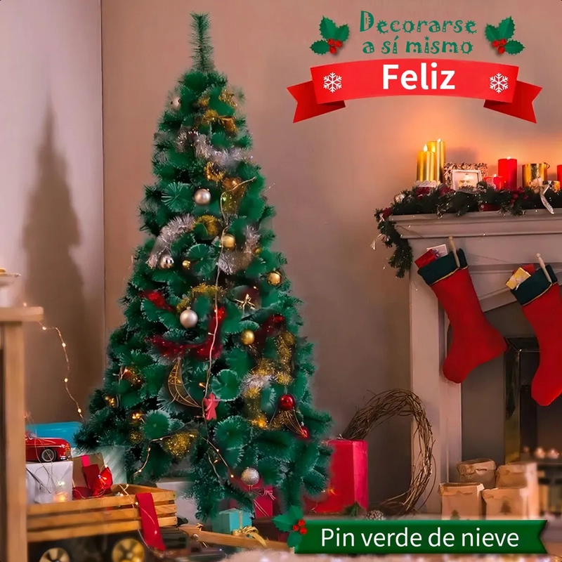 ARBOL DE NAVIDAD PASCUA 2.1 METROS NEVADO ARMABLE COLOR VERDE - 3